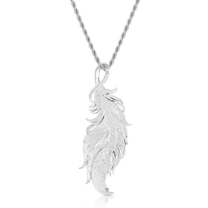 Montana Silversmiths Women's Trailblazer Feather Charm Necklace -   