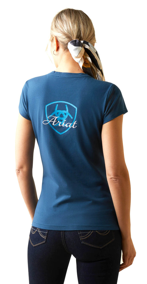 Ariat Women's Logo Script T-Shirt, Deep Petroleum - Small  