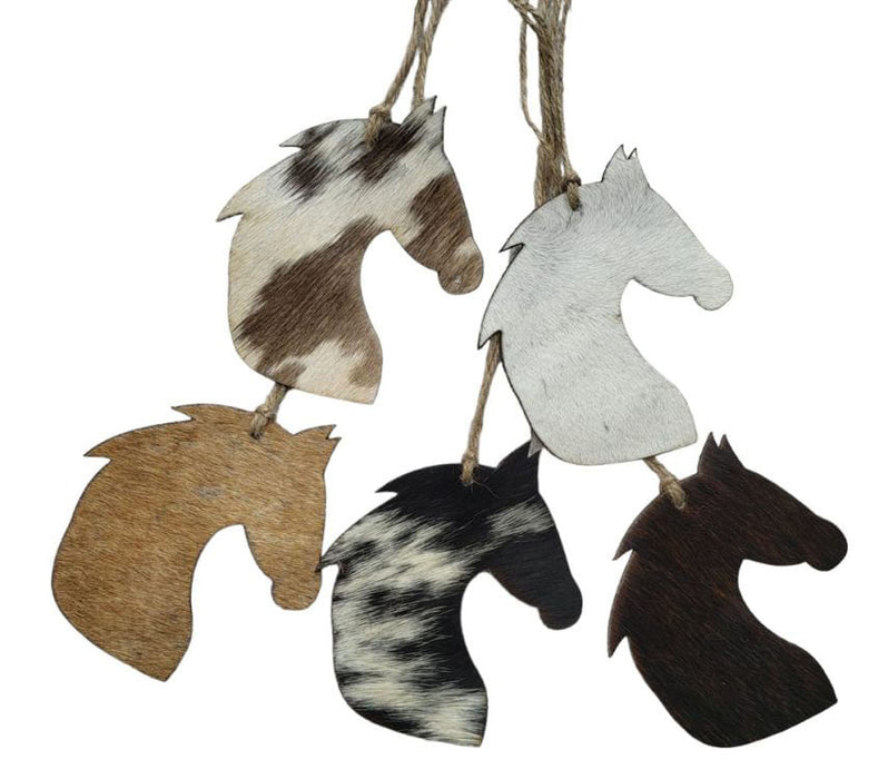 Cowhide Leather Christmas Ornament - Horse Head  