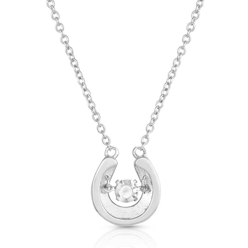 Lucky Dancing Crystal Horseshoe Necklace -   