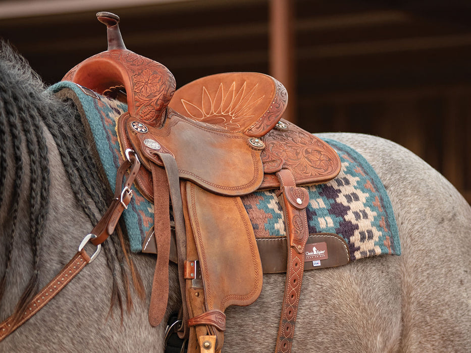 Classic Equine Contour Wool Top Alpaca Saddle Pad - Teal & Slate 32" x 34" Teal & Slate