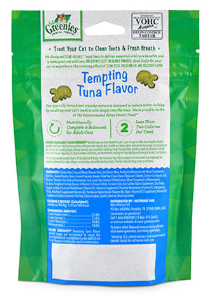 Greenies Feline Dental Treats, 2.1 oz - Tuna  