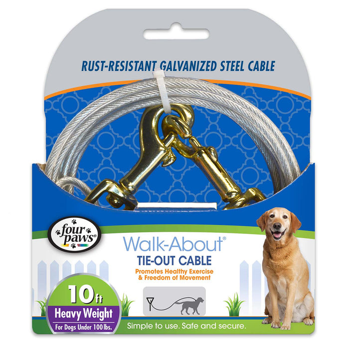 Heavy Weight Dog Tie Out Cable, Silver - 10 ft