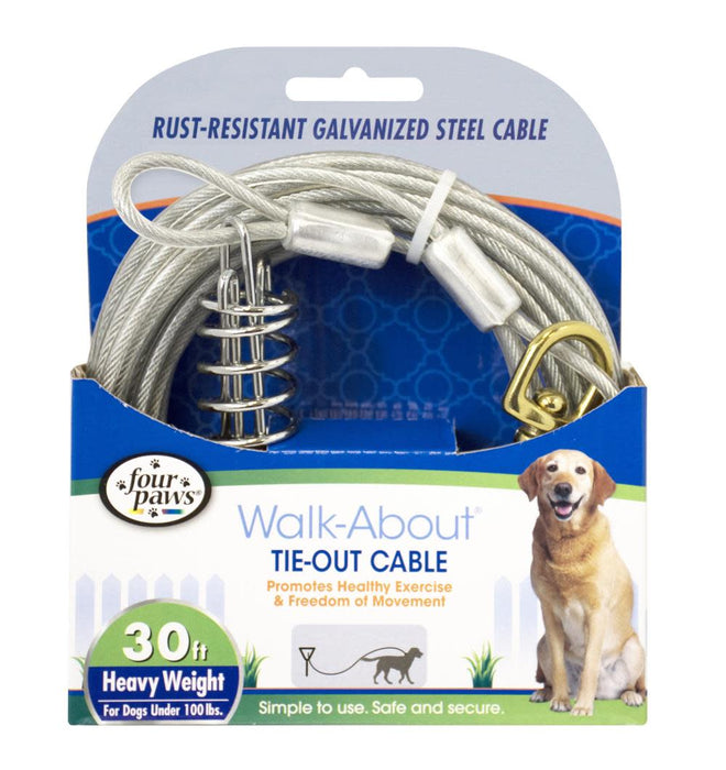 Heavy Weight Dog Tie Out Cable, Silver - 30 ft