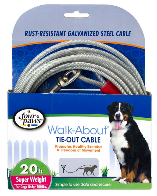 Dog Super Tie Out Cable, Silver, 20 Ft - Silver20 ft