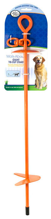 Walk-About Dog Tie Out Stake, Orange, 28" - Orange28 ft