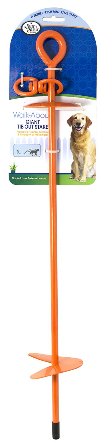 Walk-About Dog Tie Out Stake, Orange, 28" - Orange28 ft