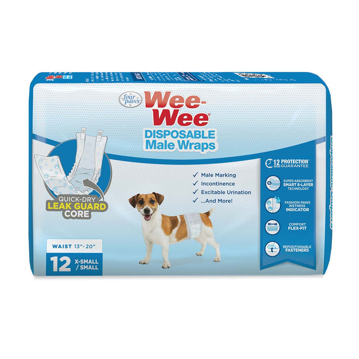 Wee-Wee Disposable Male Dog Wraps - XSmall / Small