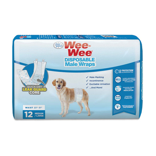 Wee-Wee Disposable Male Dog Wraps - Medium/Large