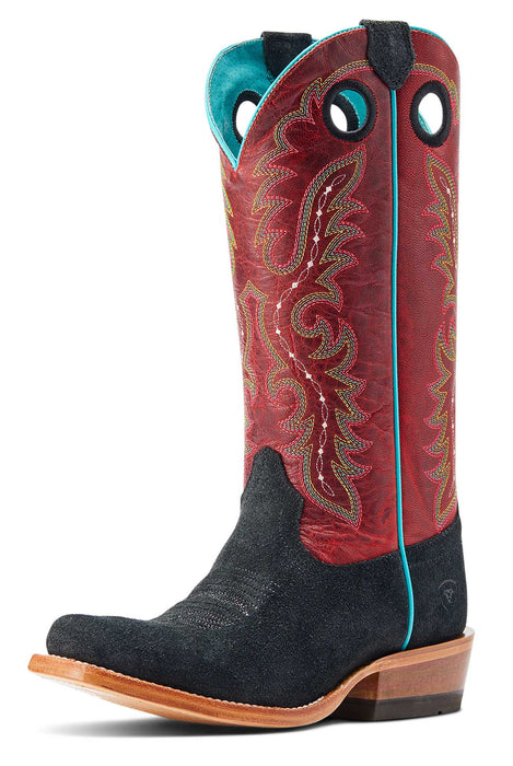 Ariat Women's Futurity Boon Western Boot - Black Roughout/Red 10 