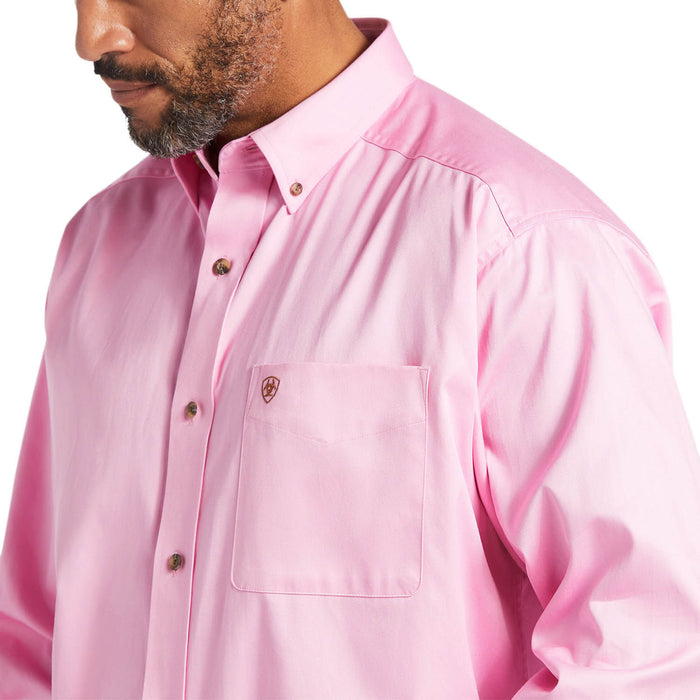 Ariat Men's Solid Twill Classic Fit Shirt - Pink LG 