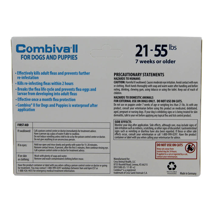 Combiva II for Dogs & Puppies  21-55 lbs  3 ct -   