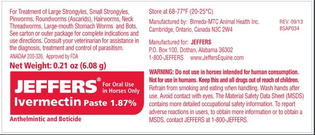 Ivermectin Horse Dewormer Gel - 6 Dose  