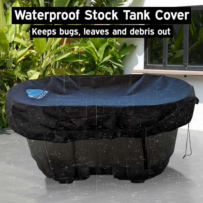 Oval Stock Tank Cover, Waterproof, Rip Proof, Tough Keeps Tanks Clean - 100 gallon  