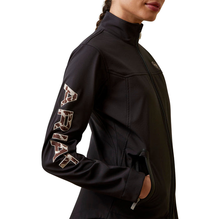 Ariat Women's Cow Print Embroidered Team Softshell Jacket, Black - XLarge  