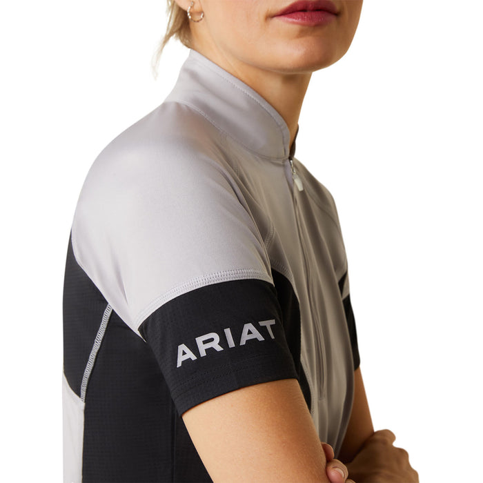 Ariat Women's Cambria Jersey 1/4 Zip Baselayer, Silver & Black - XLarge  