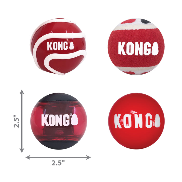 KONG Signature Fetch Balls for Dogs, 4 pk - MD  