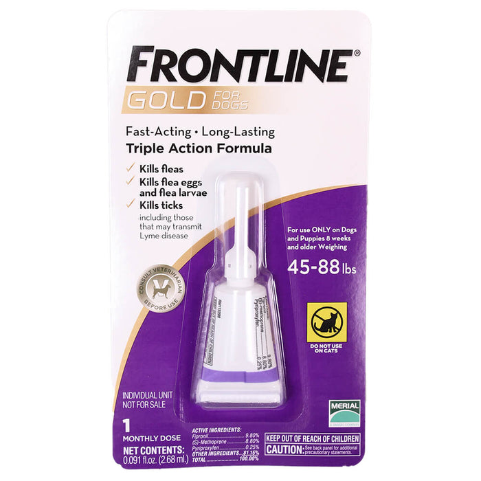 Frontline Gold for Dogs - 45-88 lbs 1 month 