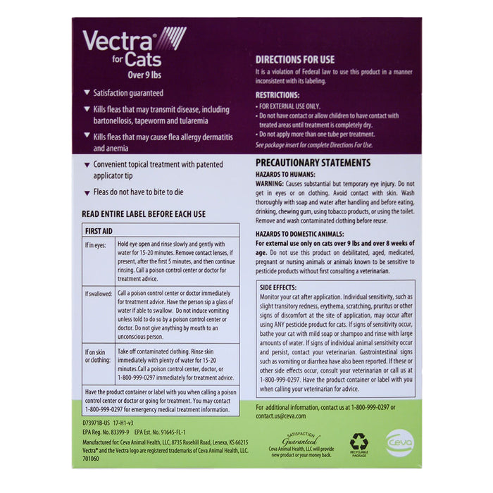 Vectra for cats over 9 lbs 6 dose -   