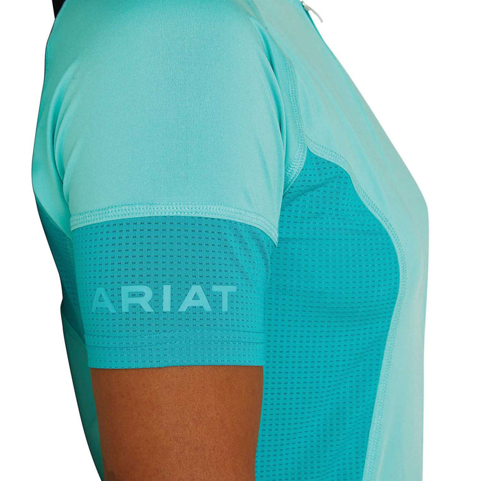 Ariat Women's Cambria Jersey 1/4 Zip Baselayer, Pool Blue - Medium  