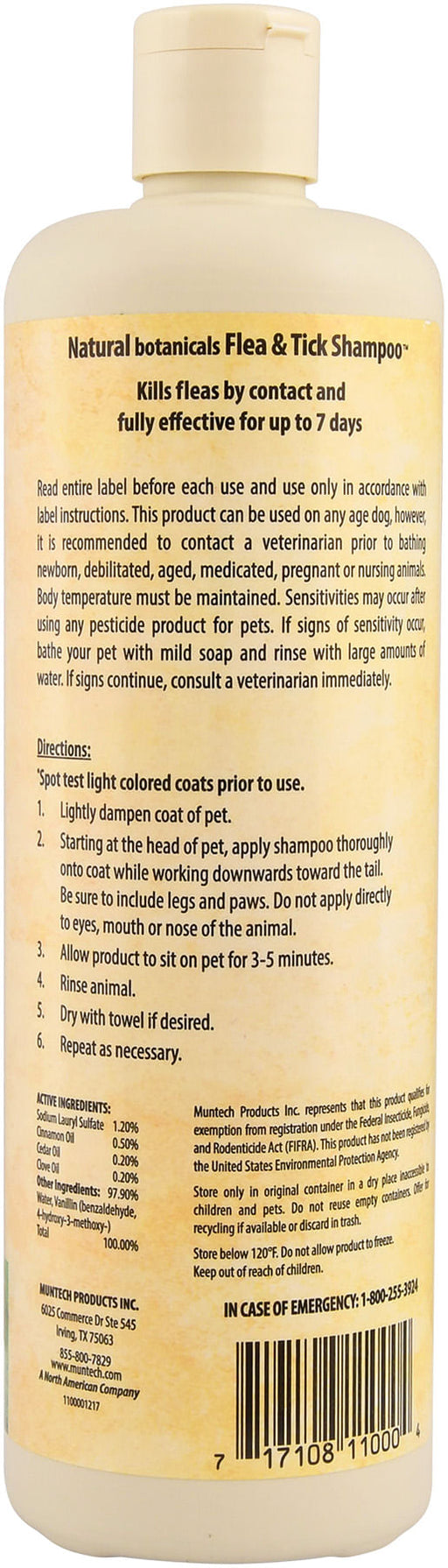 Natural Flea and Tick Shampoo, 16.9 oz -   