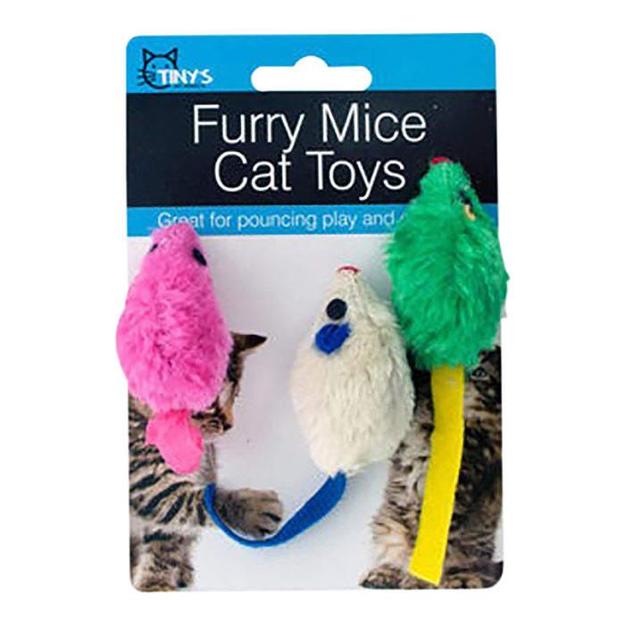 4" Furry Mice Cat Toys, Assorted Colors, 3 pk - KL21N - Assorted - 4" - 3pk - 1