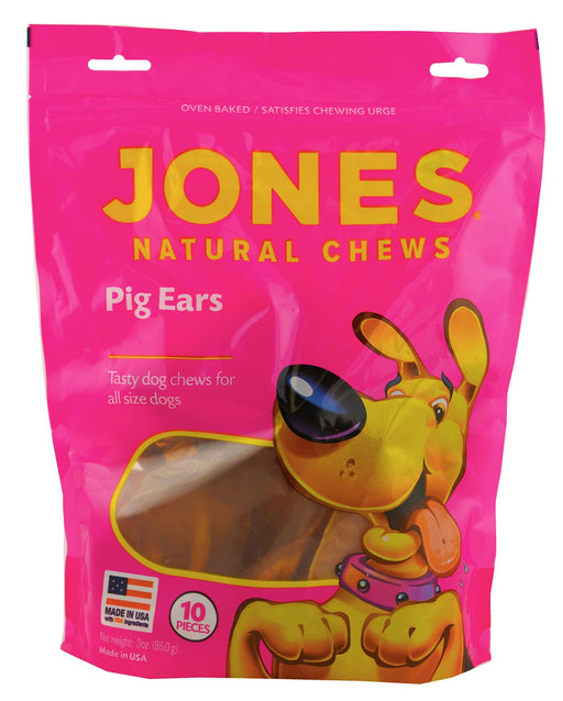 Jones Natural Chews Pig Ears 10pk Bag - Pig Pig Bag / Pouch