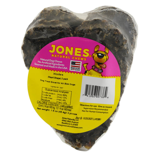 Heart Shaped Woofers 2pk Shrink Wrap - Beef Beef Bag / Pouch