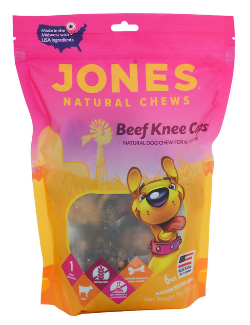 Jones Natural Chews Beef Kneecaps 6pk - Beef Beef Bag / Pouch