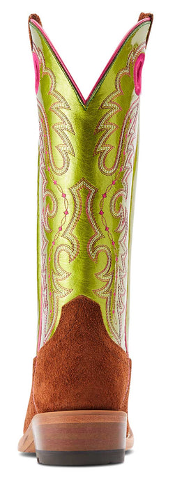 Ariat Women's Futurity Boon Western Boot - Cognac Brown Roughout /Lime 11 