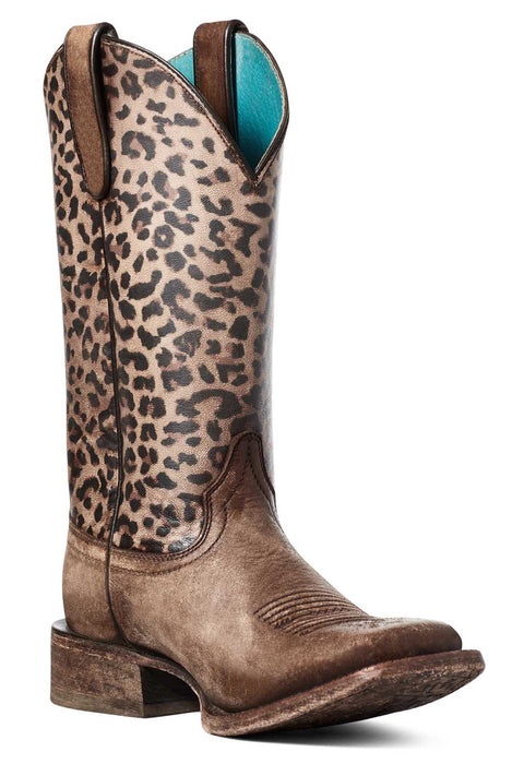 Ariat Women's Circuit Savanna Cheetah Western Boot, Naturally Distressed Brown - 6.5  