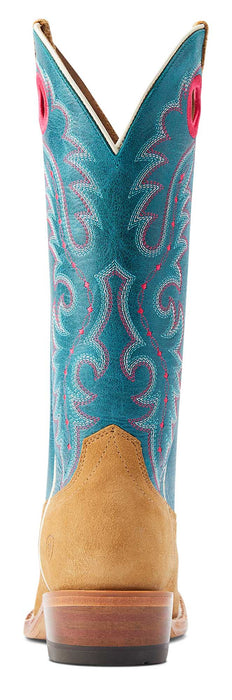 Ariat Women's Futurity Boon Western Boot - Buckskin Roughout/Turquoise 9.5 