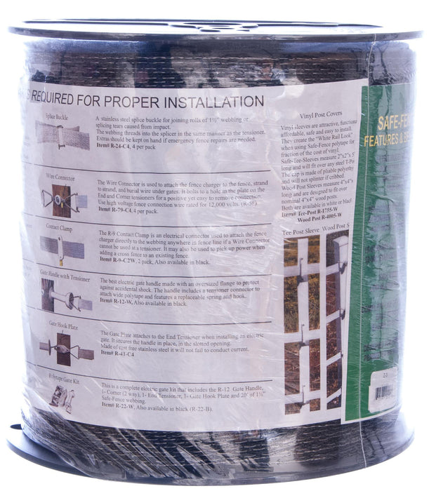 Farm Guardian 1.5" Polytape - Black Safe-Fence 1.5" Polytape, 825' (287 m)  