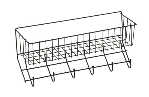 Wire 6-Hook Tack Rack with Basket -   