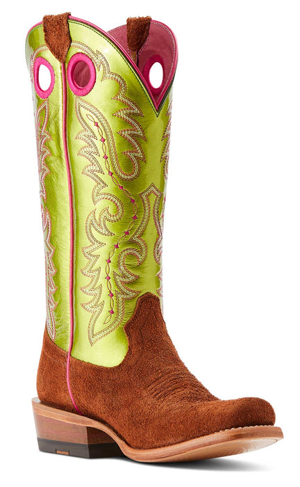 Ariat Women's Futurity Boon Western Boot - Cognac Brown Roughout /Lime 10 