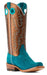 Ariat Women's Futurity Boon Western Boot - Turquoise Roughout/Gold 7.5 