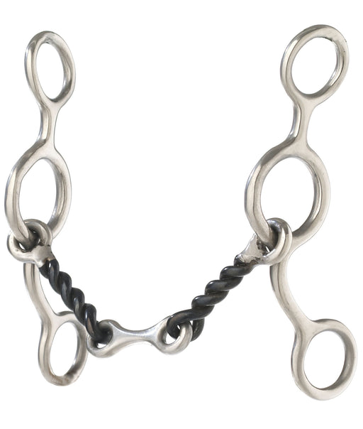 Jr. Cowhorse Snaffle Bit,  5" (Twisted) - Jr. Cowhorse 5" SS Sweet Iron Snaffle, Twisted Wire Dogbone  