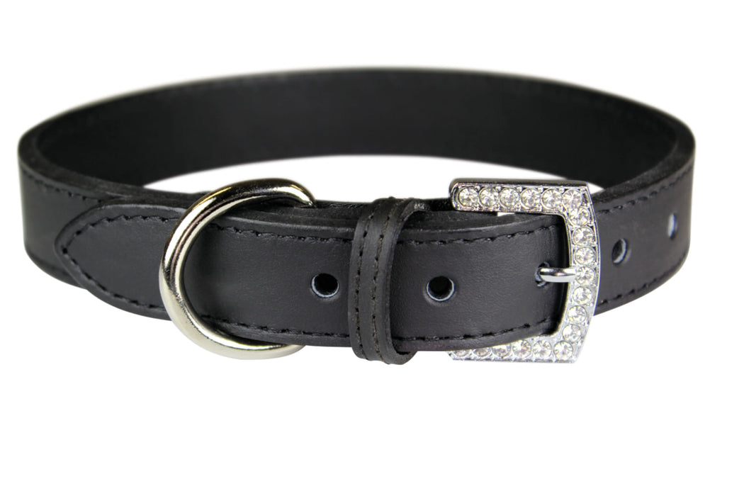 Crystal Buckle Collar - Black 1"x 22" 