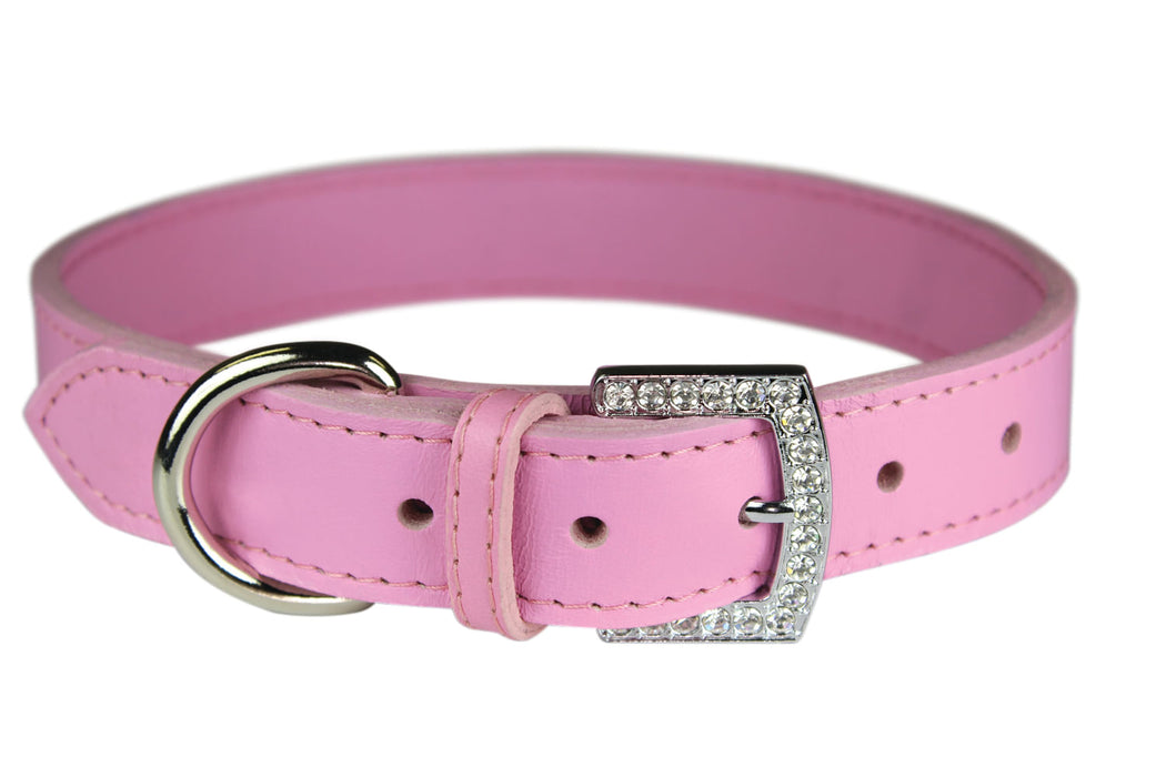 Crystal Buckle Collar - Rose Red 1"x 26" 