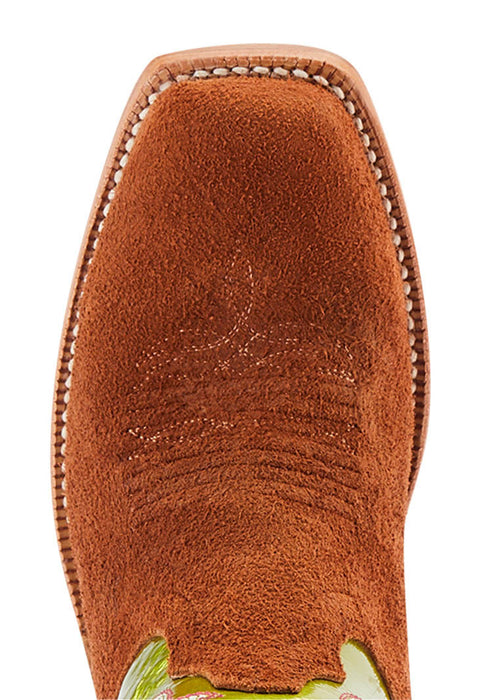 Ariat Women's Futurity Boon Western Boot - Cognac Brown Roughout /Lime 9 