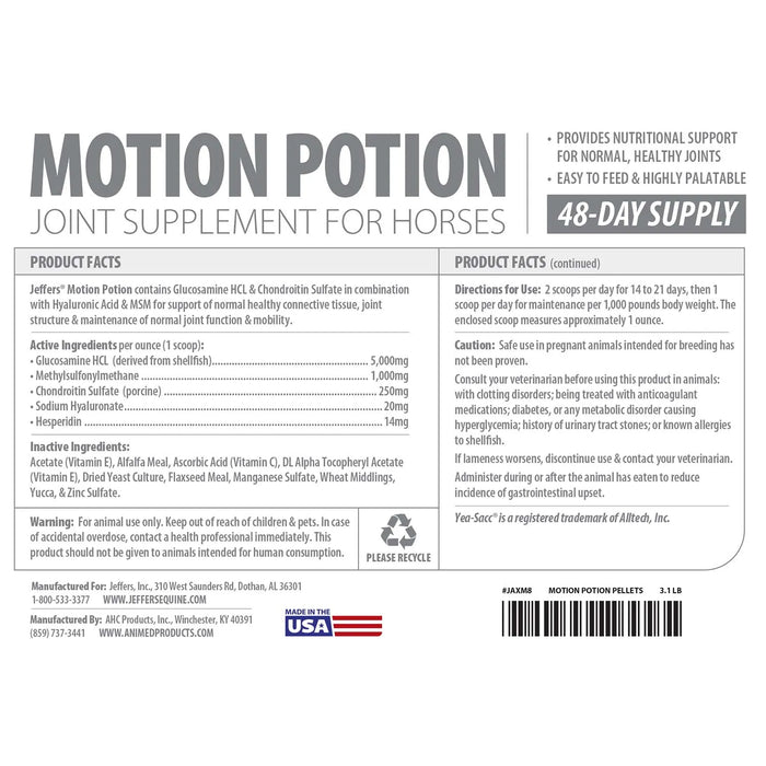 Jeffers Motion Potion Pellets Joint Supplement for Horses