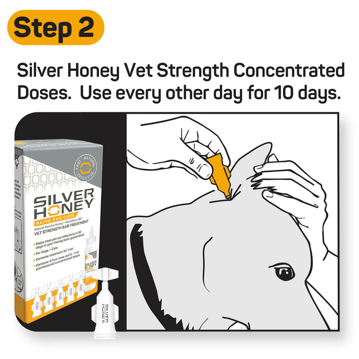 Silver Honey Rapid Ear Care Vet Strength Ear Treatment Rinse + Concentrated Doses -   