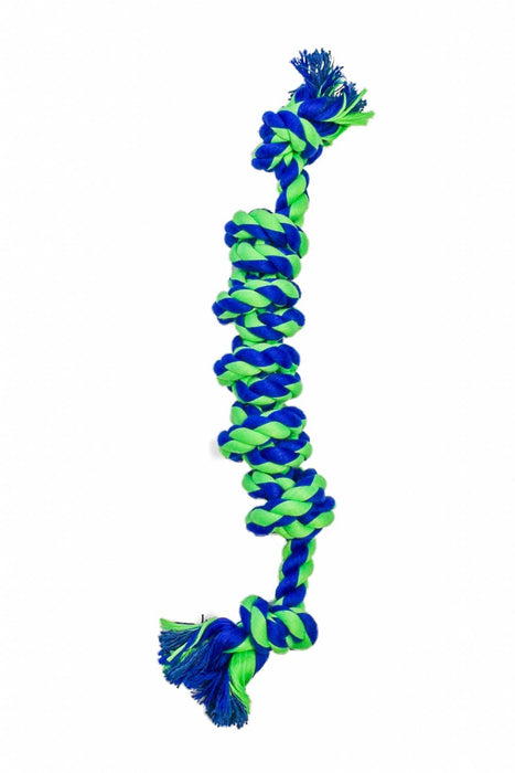 7 Knot Cotton Rope Dog Bone Tug Toy - 1S11Z - Blue/Green - 15.75" - 1