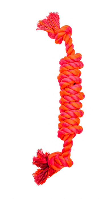 7 Knot Cotton Rope Dog Bone Tug Toy - 1S121 - Orange/Magenta - 15.75" - 2