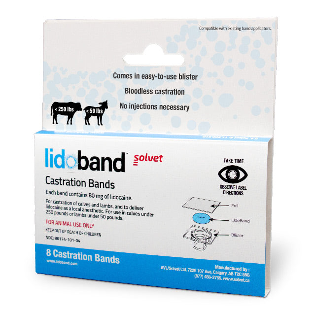 Jeffers Band Castration Tool with LidoBand Lidocaine Castration Bands for Calves & Lambs