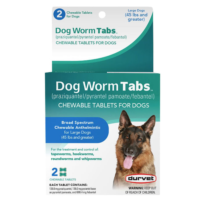 Dog Worm Tabs - 45-45 lbs+  