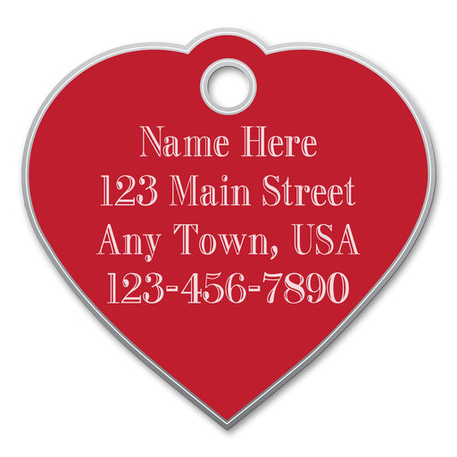 Small Heart Shaped Dog Tags - Red  