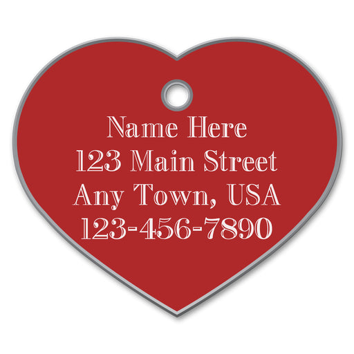 Large Heart Shaped Dog Tags - Red  