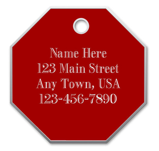 Large Stop Sign Dog Tag, Red -   