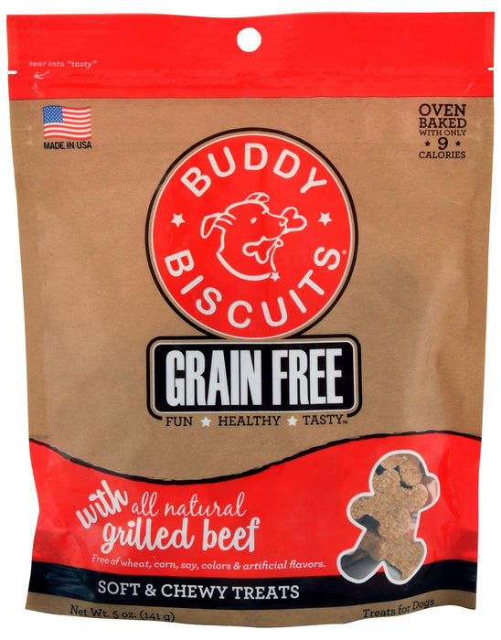 Grain Free Buddy Biscuits, Soft and Chewy Treats, 5 oz - Beef  